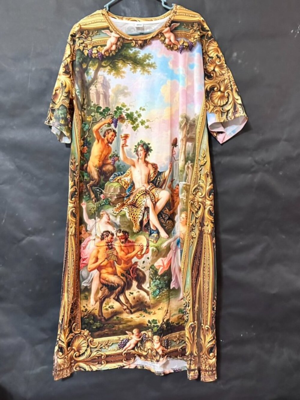 Conceptual Subculture Baroque Mythology Maxi Cotton Shirt Dress Short Sleeve 2xL - Picture 6 of 10